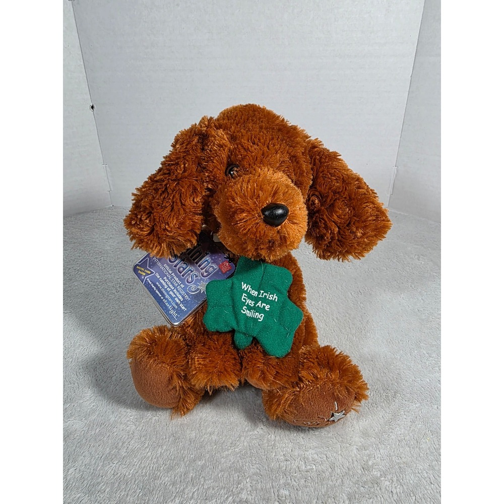 Russ Berrie Shining Stars Brown Dog Plush Shamrock Irish Eyes Are Smiling NWT